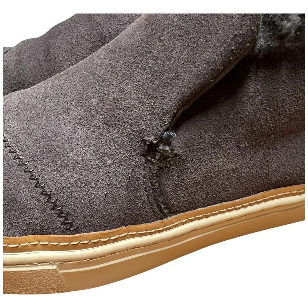 TOMS Paxton Women's 6.5 Gray Suede Ankle Boot Sneaker Faux Fur Lined Shoe